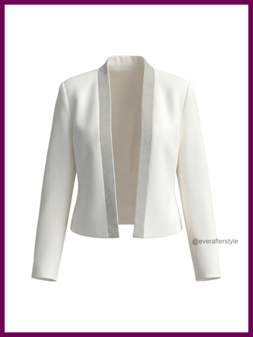 Satin Cropped Blazer Jacket Rhinestone Trim Open Front Bolero
